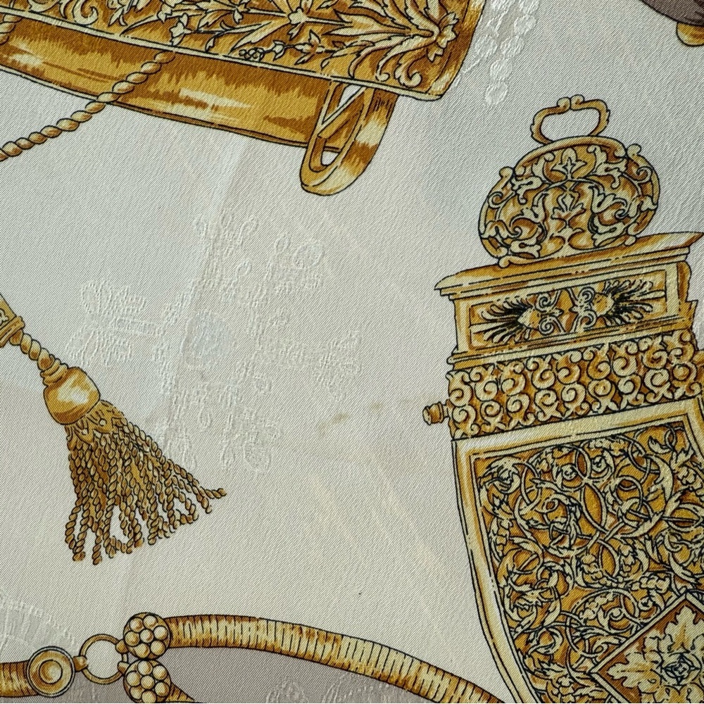 Authentic Lancel Silk Scarf with Gold and Pink Design - Picture 11 of 11